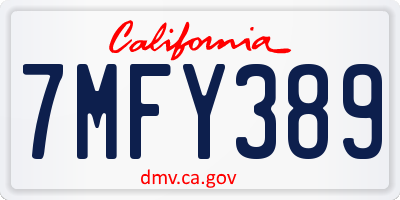 CA license plate 7MFY389
