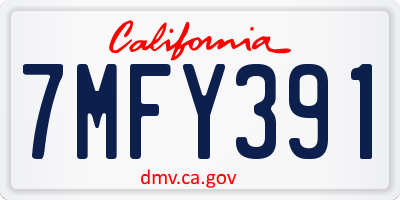 CA license plate 7MFY391