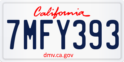 CA license plate 7MFY393