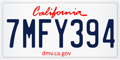 CA license plate 7MFY394