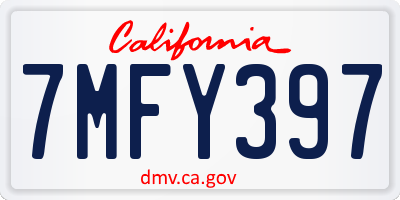 CA license plate 7MFY397
