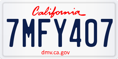 CA license plate 7MFY407