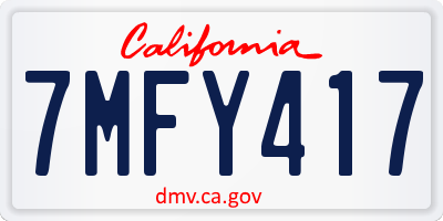 CA license plate 7MFY417
