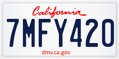 CA license plate 7MFY420