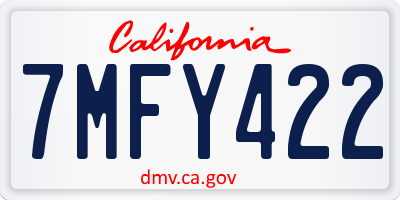 CA license plate 7MFY422