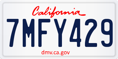 CA license plate 7MFY429