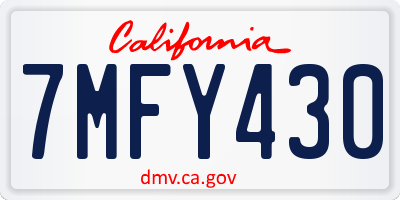 CA license plate 7MFY430