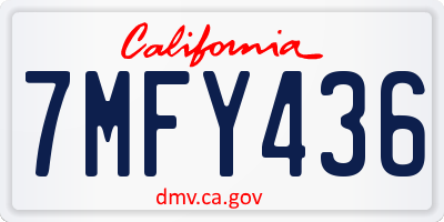 CA license plate 7MFY436