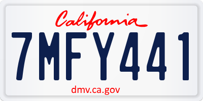 CA license plate 7MFY441