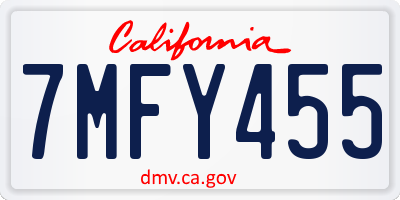 CA license plate 7MFY455