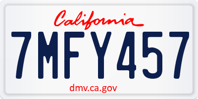 CA license plate 7MFY457