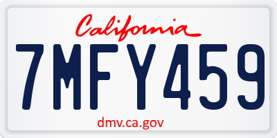 CA license plate 7MFY459