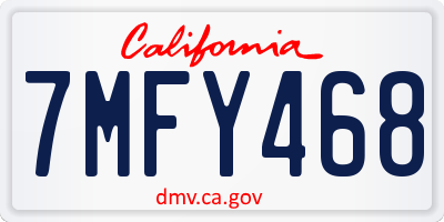 CA license plate 7MFY468