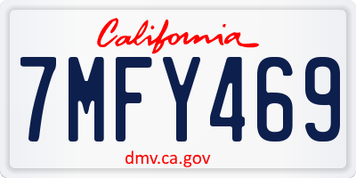 CA license plate 7MFY469