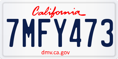 CA license plate 7MFY473