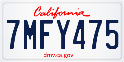 CA license plate 7MFY475