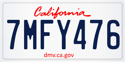 CA license plate 7MFY476