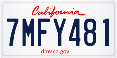 CA license plate 7MFY481