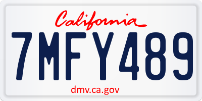 CA license plate 7MFY489