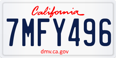 CA license plate 7MFY496