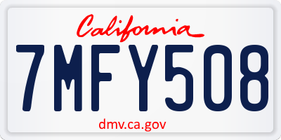 CA license plate 7MFY508