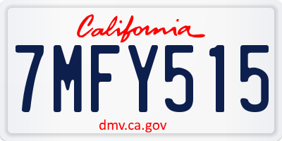 CA license plate 7MFY515