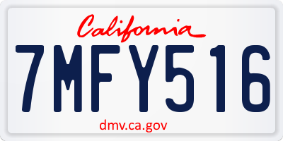 CA license plate 7MFY516