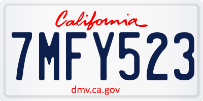 CA license plate 7MFY523