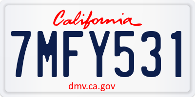 CA license plate 7MFY531