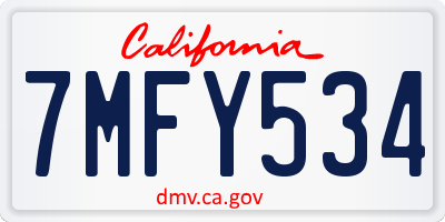 CA license plate 7MFY534
