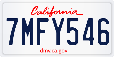 CA license plate 7MFY546