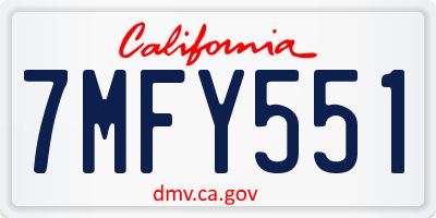 CA license plate 7MFY551