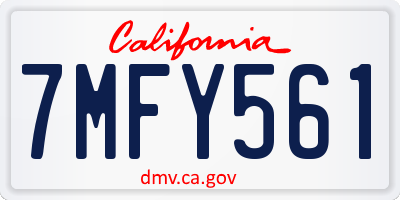 CA license plate 7MFY561