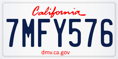 CA license plate 7MFY576