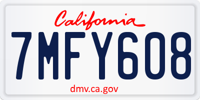 CA license plate 7MFY608