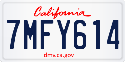 CA license plate 7MFY614