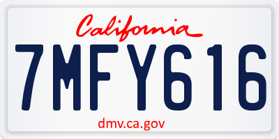 CA license plate 7MFY616