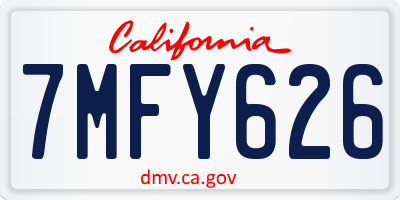 CA license plate 7MFY626