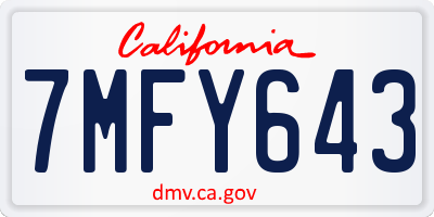 CA license plate 7MFY643