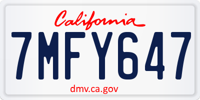 CA license plate 7MFY647