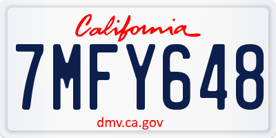 CA license plate 7MFY648
