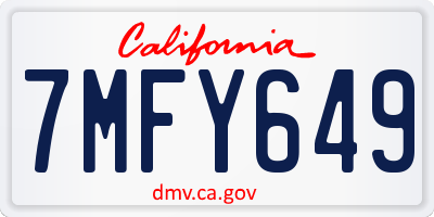 CA license plate 7MFY649