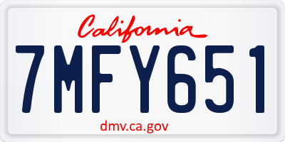 CA license plate 7MFY651