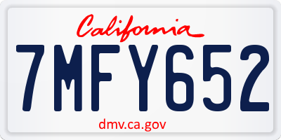 CA license plate 7MFY652