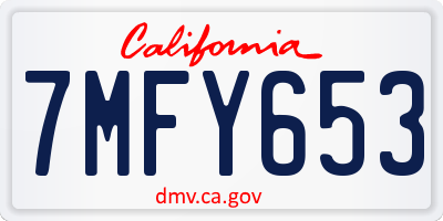 CA license plate 7MFY653