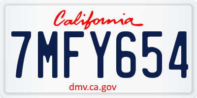 CA license plate 7MFY654