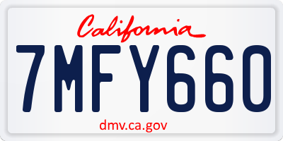 CA license plate 7MFY660