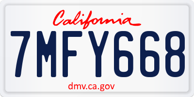 CA license plate 7MFY668