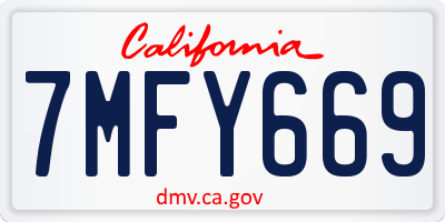 CA license plate 7MFY669