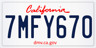 CA license plate 7MFY670